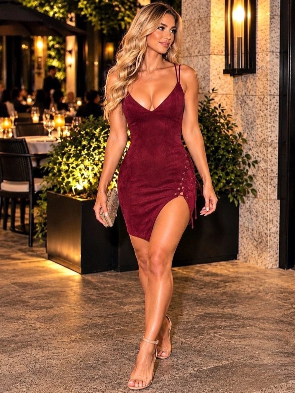 Oh Polly side Lace-Up Mini Dress NWT